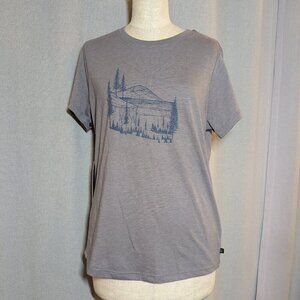 NEW United By Blue Gray TShirt Mountains V-Neck Graphic Tee T-Shirt XS